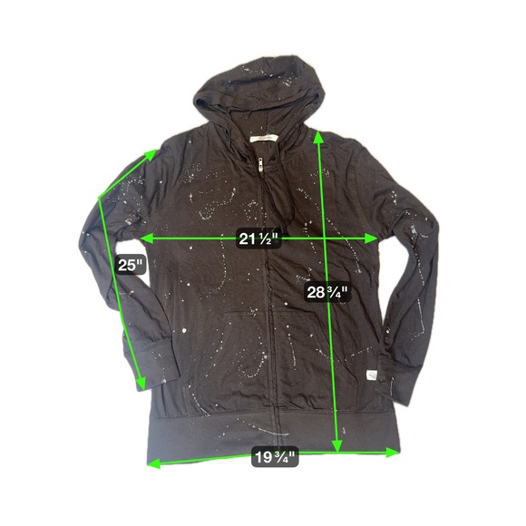 Kinetix Casual Luxury Black Zip Up Hoodie Paint Splatter Graphic Men's L - Picture 2 of 5